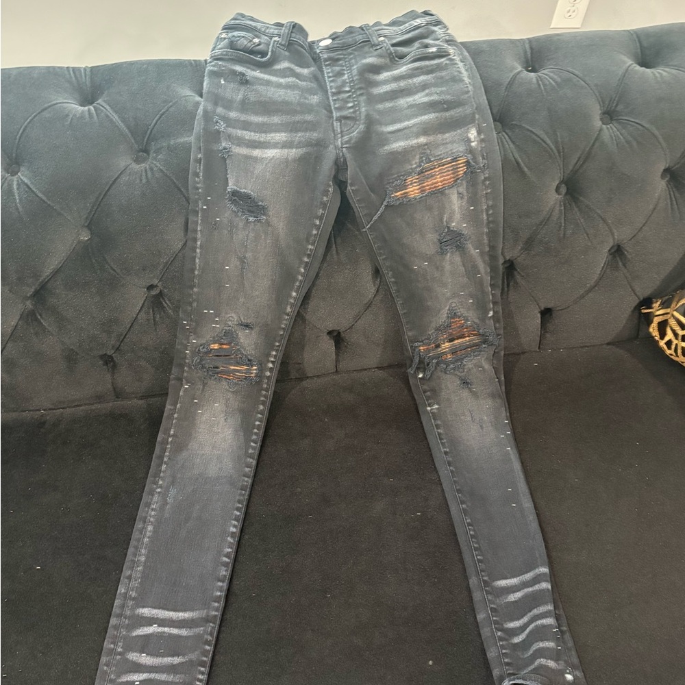 AMIRI Distressed Black Skinny Jeans